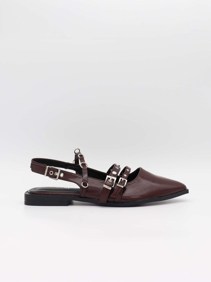 Saga slingback sandaler med spændedetaljer - Mørkerød