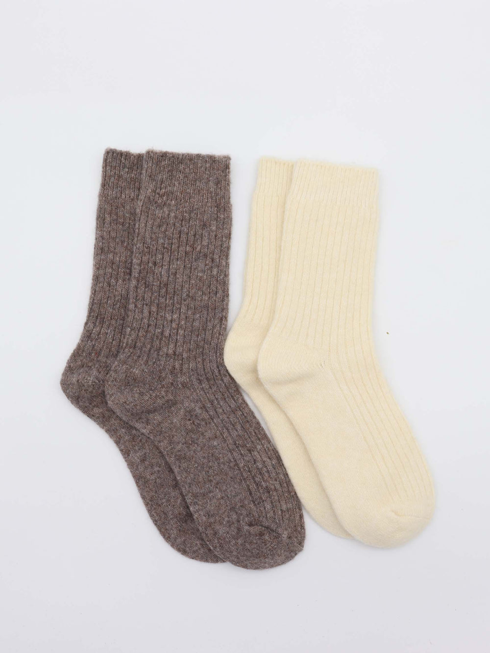 2-pak strikkede strømper - Beige/brun
