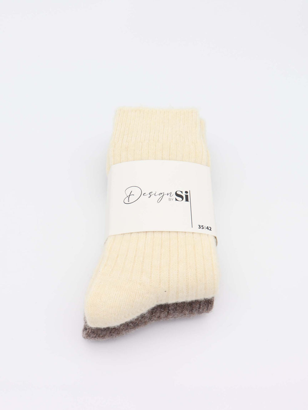 2-pak strikkede strømper - Beige/brun
