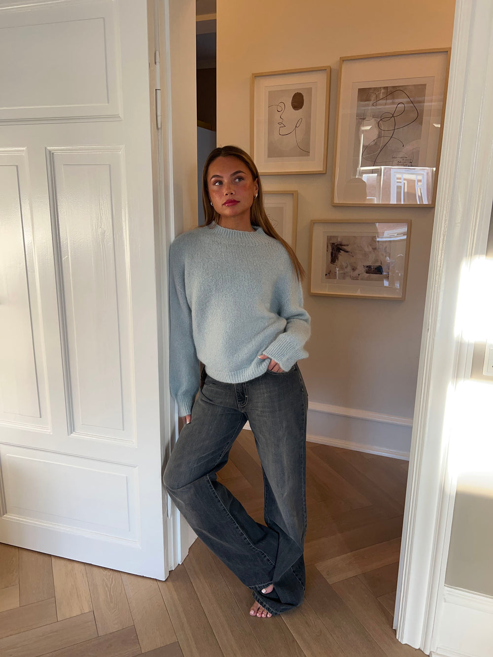 Alaia lavtaljede jeans med lyn detalje - Grå denim