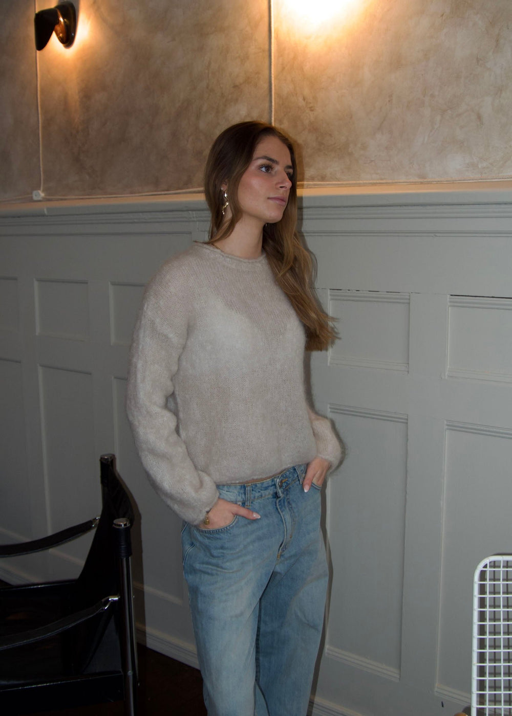 Elara mohair striktrøje - Beige