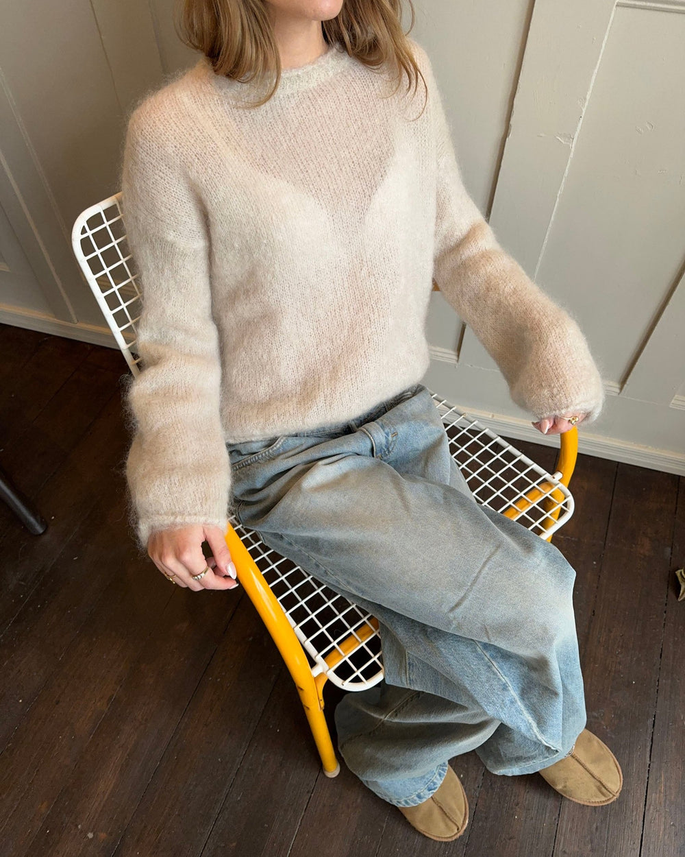 Elara mohair striktrøje - Beige