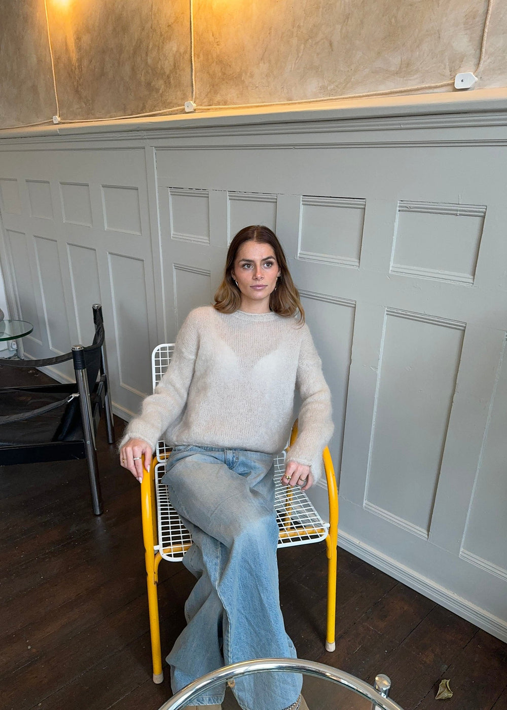Elara mohair striktrøje - Beige