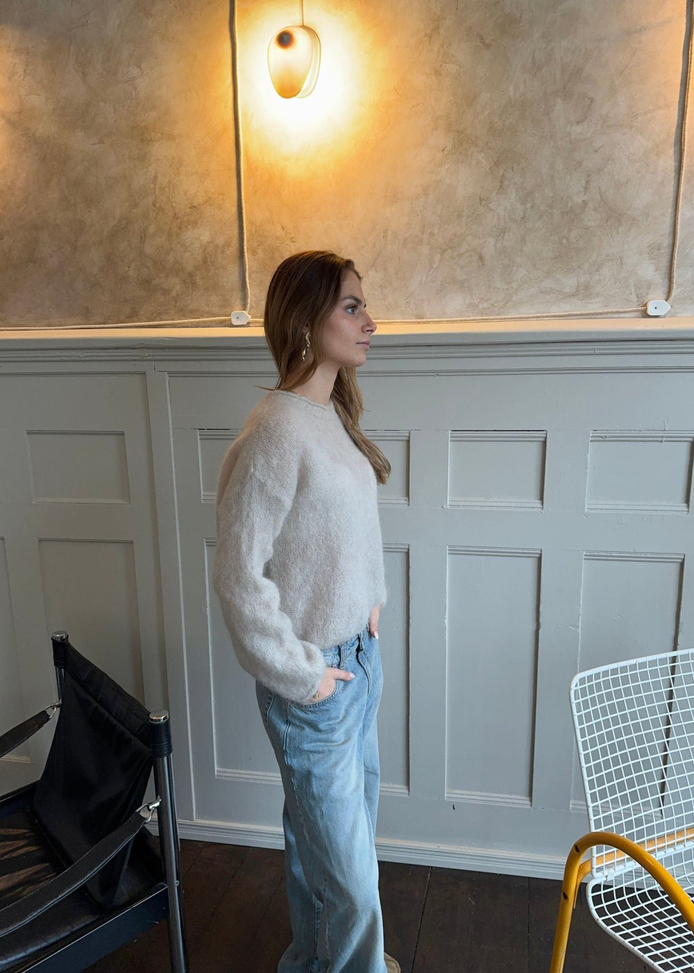 Elara mohair striktrøje - Beige