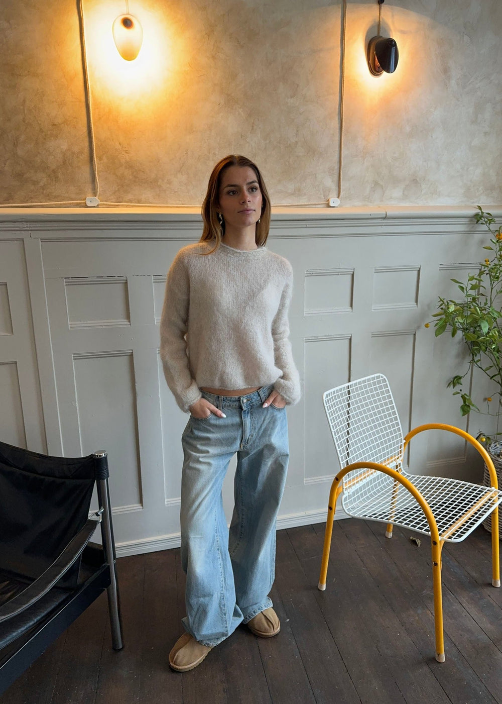 Elara mohair striktrøje - Beige