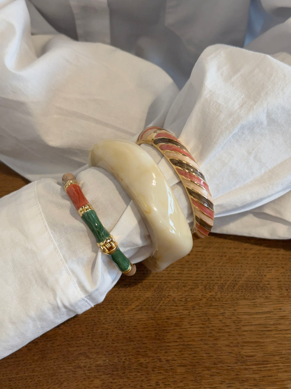 Lykke chunky armbånd - Cream hvid