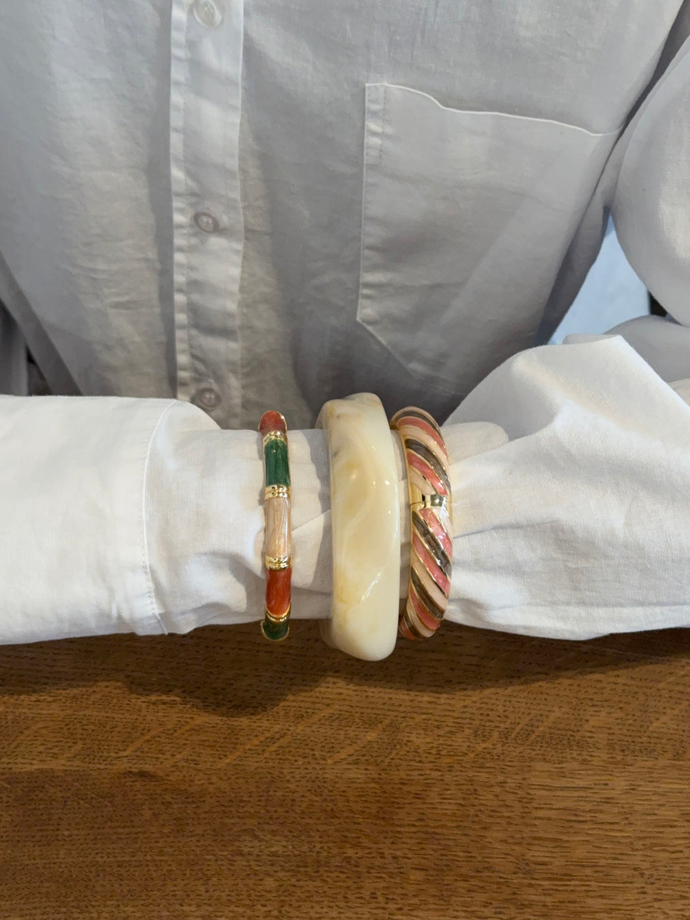 Lykke chunky armbånd - Cream hvid