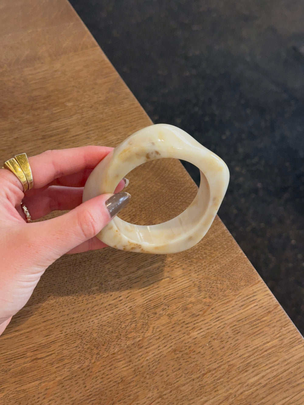 Lykke chunky armbånd - Cream hvid