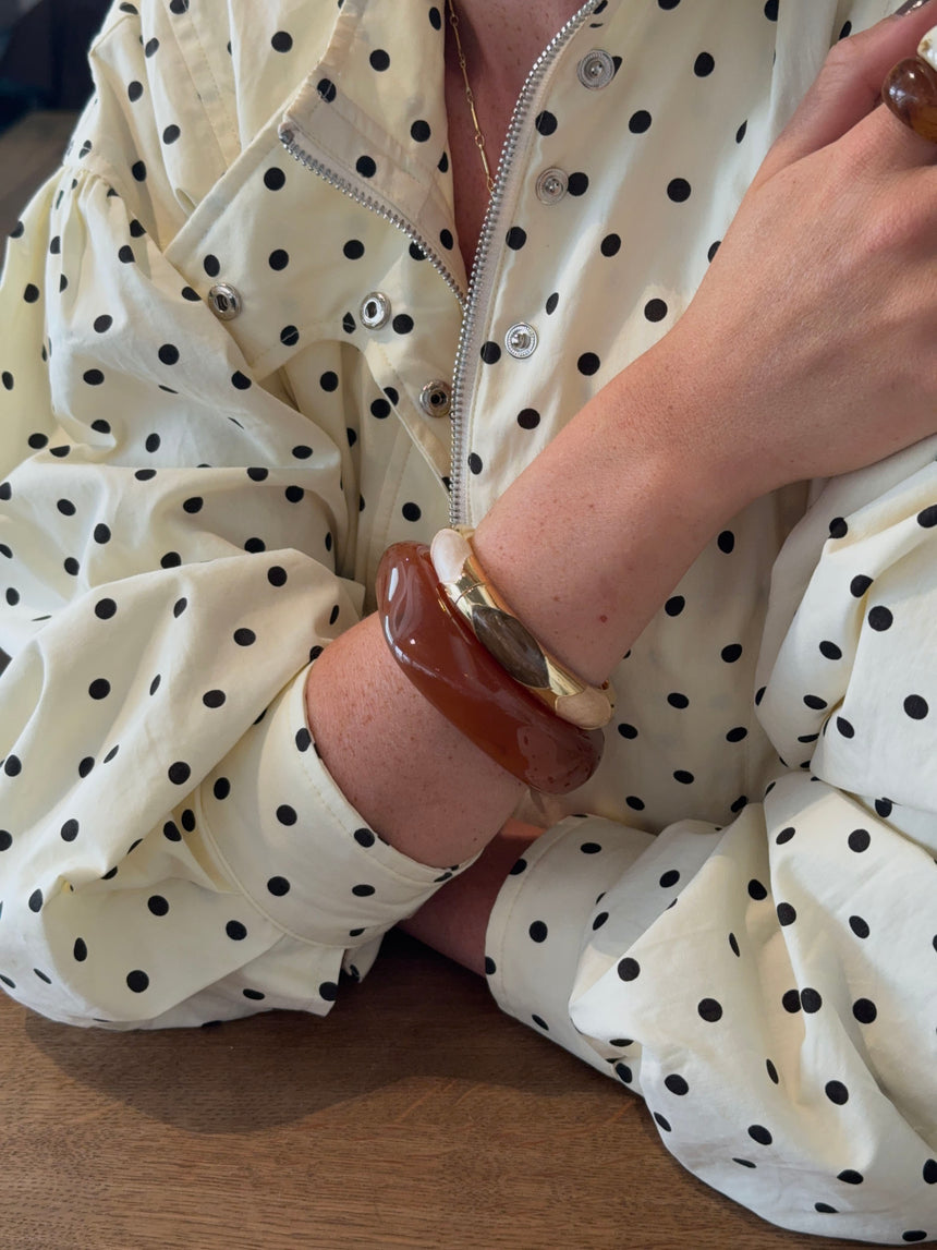 Lykke chunky armbånd - Mørk karamel