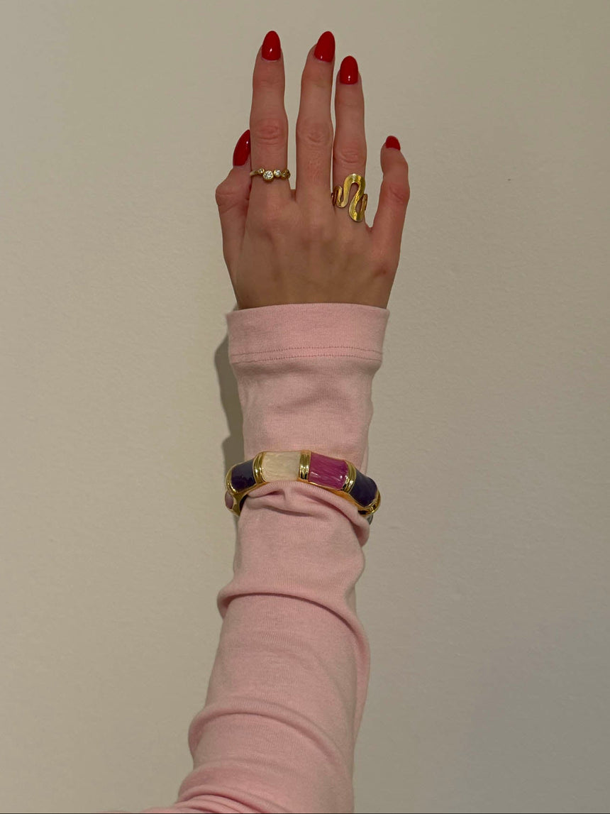 Ebony armbånd med striber - Lilla/rosa/hvid