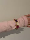 Ebony armbånd med striber - Lilla/rosa/hvid