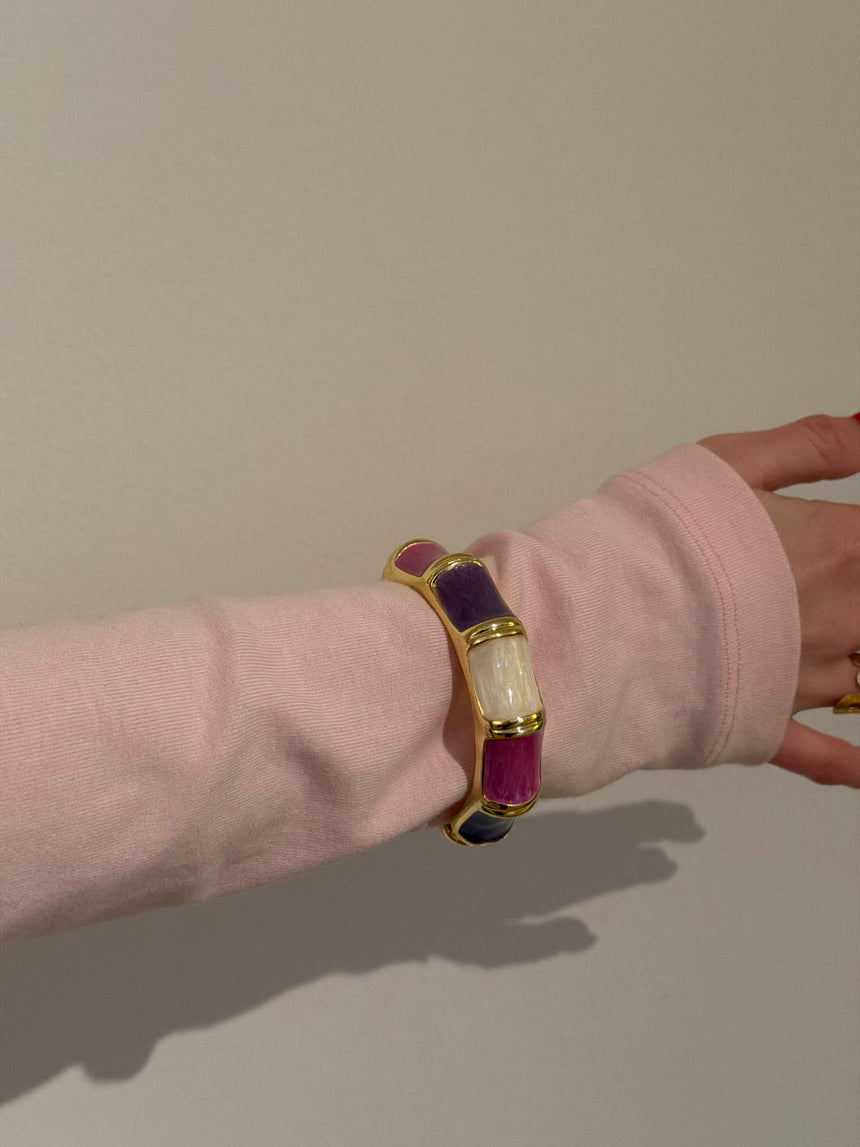 Ebony armbånd med striber - Lilla/rosa/hvid
