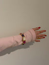 Ebony armbånd med striber - Lilla/rosa/hvid