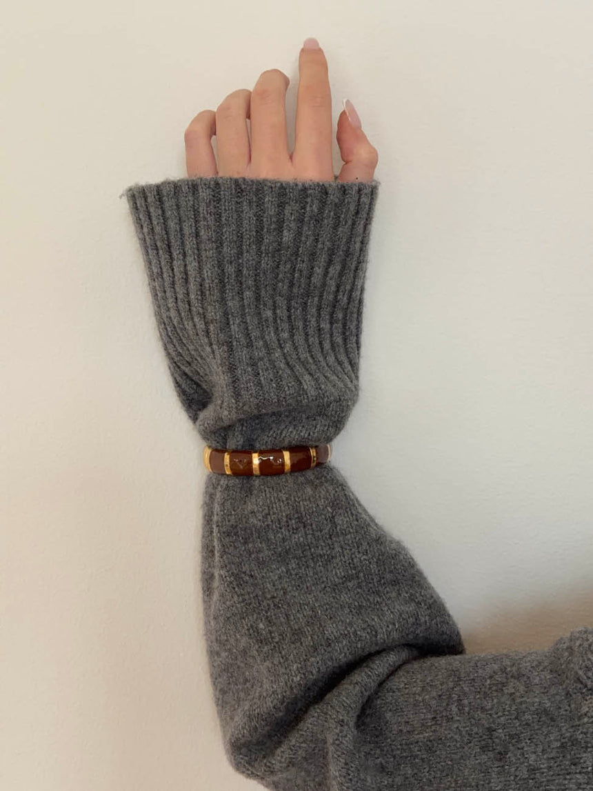 Eivora armbånd med striber - Brun/guld