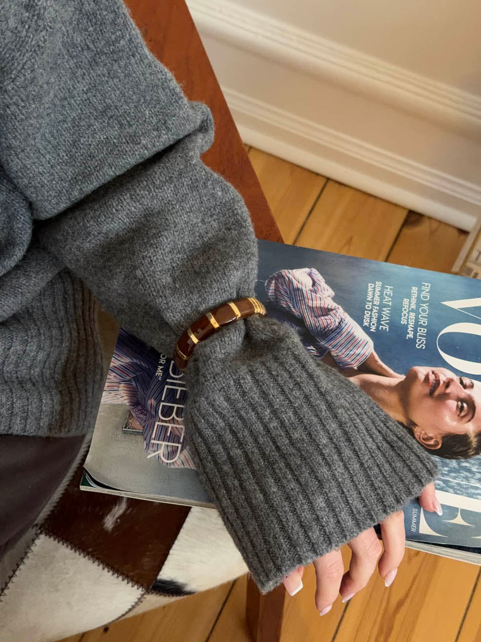 Eivora armbånd med striber - Brun/guld