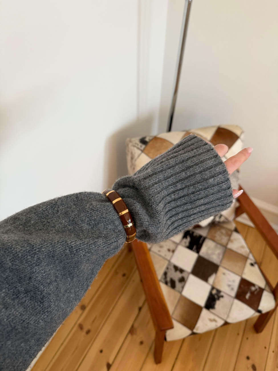 Eivora armbånd med striber - Brun/guld