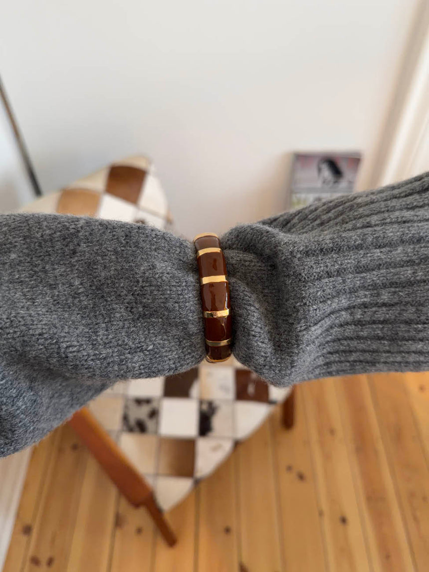 Eivora armbånd med striber - Brun/guld