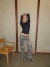 Audrine army jeans - Brun/grøn