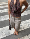 Nayaly bermudashorts med striber - Beige