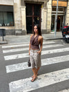 Nayaly bermudashorts med striber - Beige