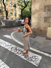 Nayaly bermudashorts med striber - Beige