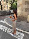 Nayaly bermudashorts med striber - Beige