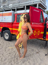 Sveva bikini med striber- Orange/rød