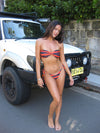 Santora bikini med striber - Orange/navy
