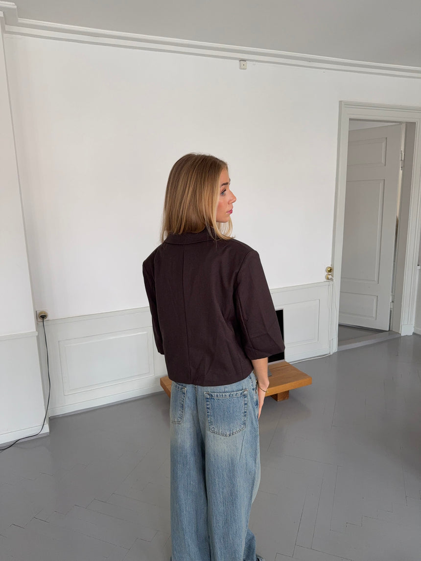 Carolyn cropped blazer - Brun