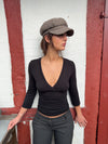 Penny bluse med trekvartærmer - Sort