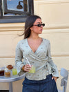Isabeau bluse med bindedetalje - Kaki
