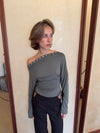 Ukana bluse med knapper - Kaki