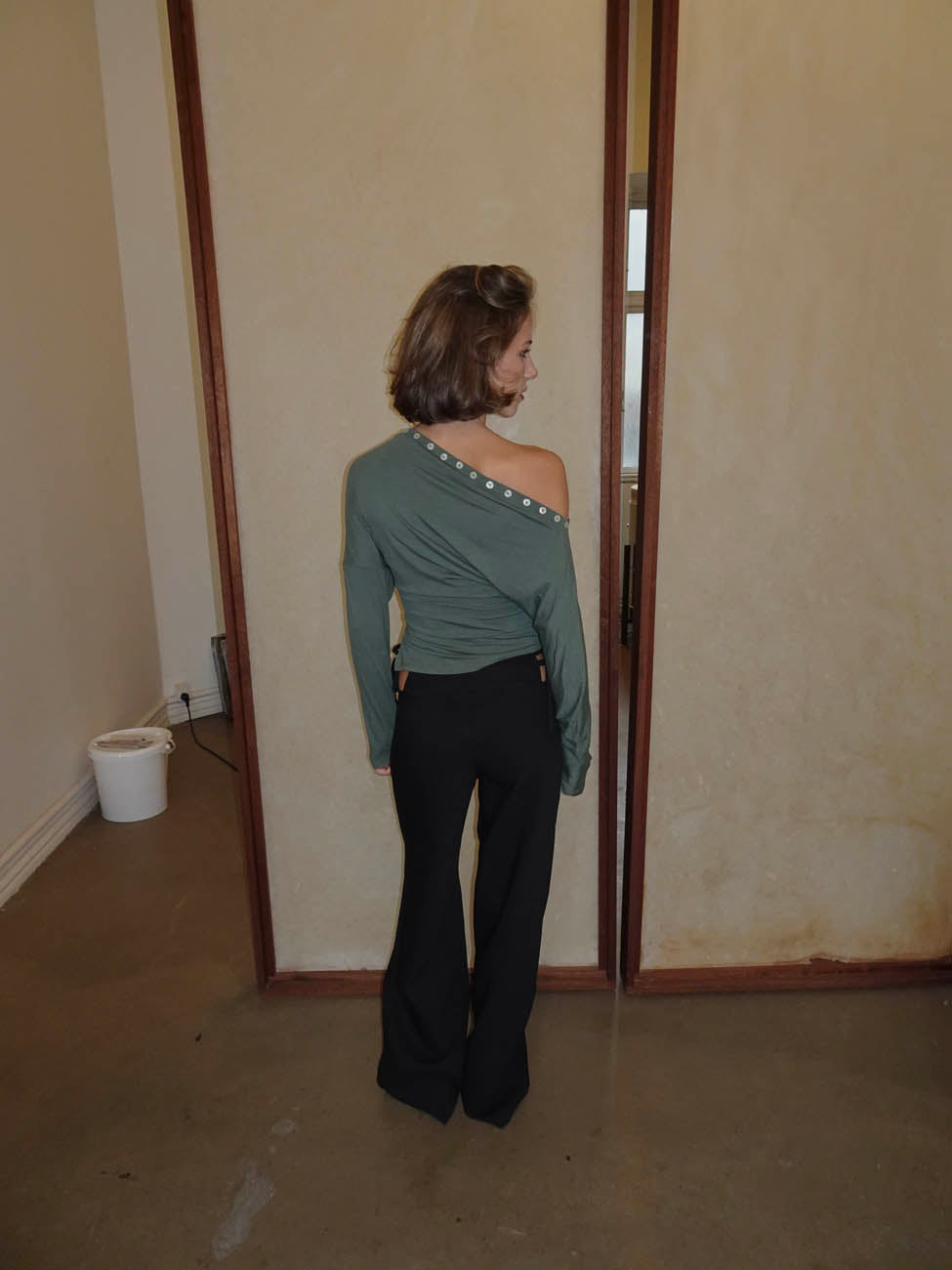 Ukana bluse med knapper - Kaki