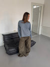 Lura bluse med striber - Blå/brun