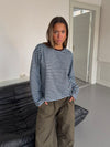 Lura bluse med striber - Blå/brun