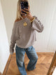 Scandivv bluse med striber - Taupe/hvid
