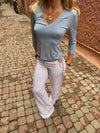 Liv bluse med v-neck - Lyseblå