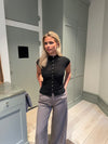 Leonie top med knapper - Sort