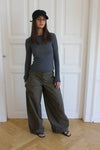 Suzy bluse med striber - Sort/grå