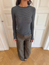 Suzy bluse med striber - Sort/grå