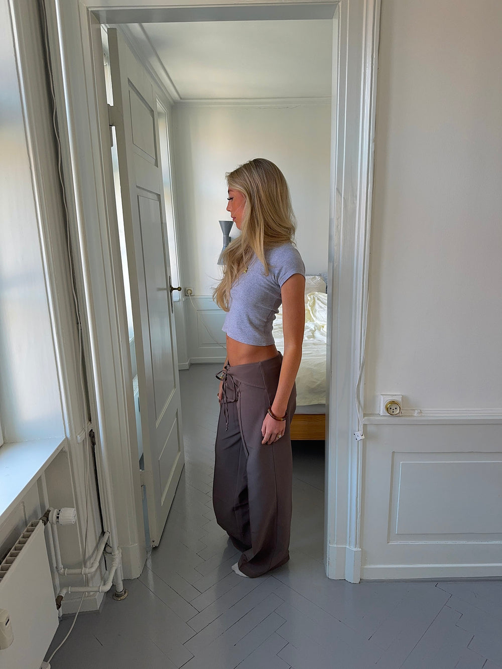 Nula suit bukser med bindebælte - Taupe