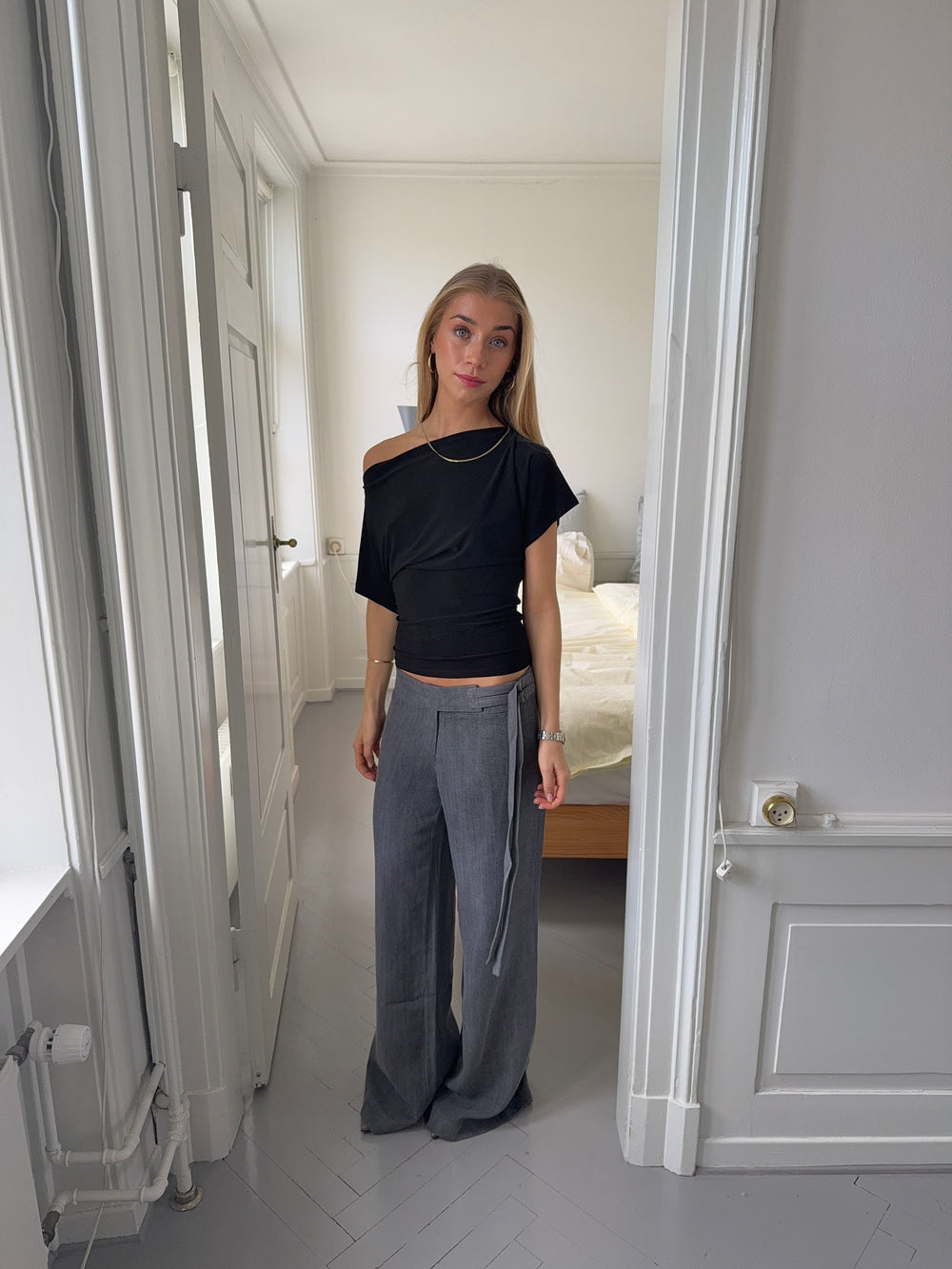 Ronya bukser med bælte - Grå