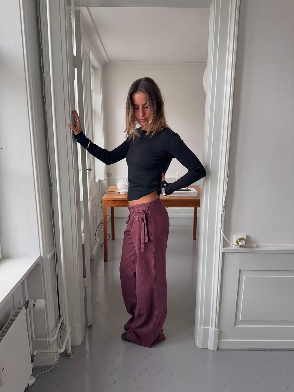 Sussa bukser med detaljer - Bordeaux
