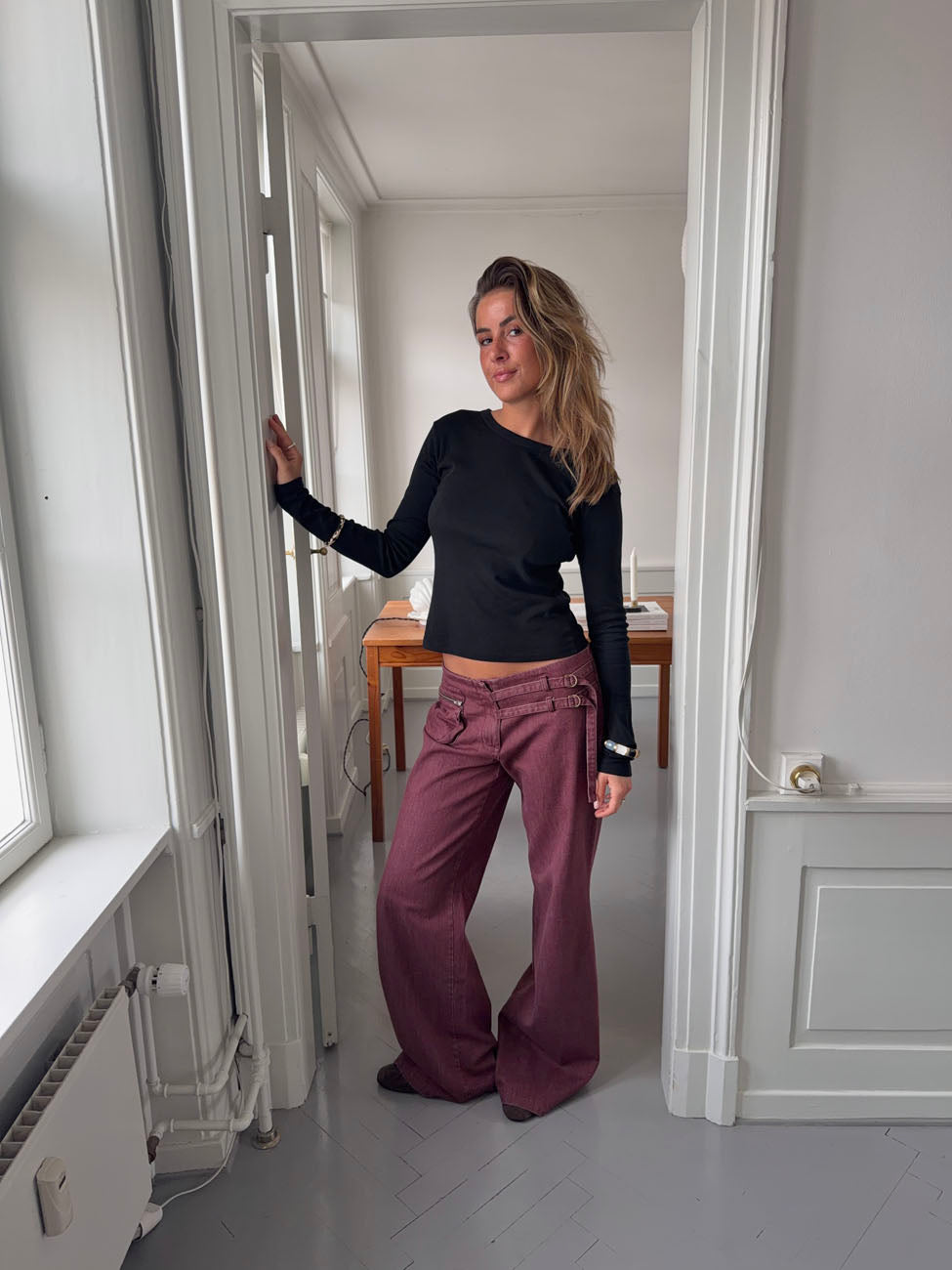Sussa bukser med detaljer - Bordeaux