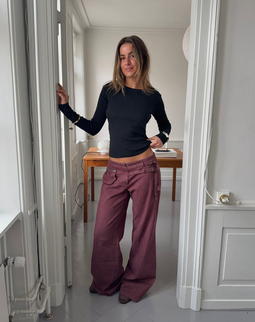 Sussa bukser med detaljer - Bordeaux