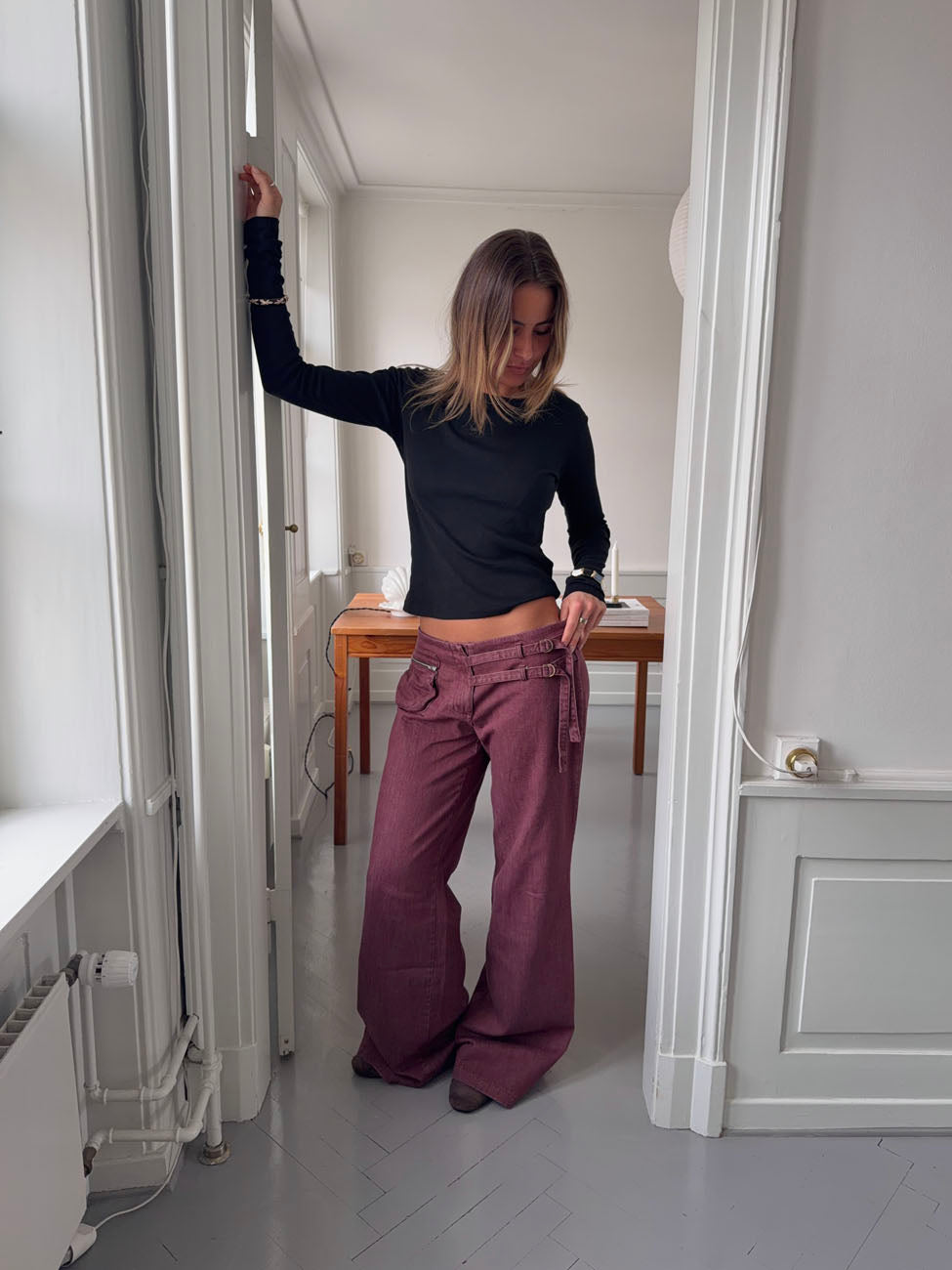 Sussa bukser med detaljer - Bordeaux