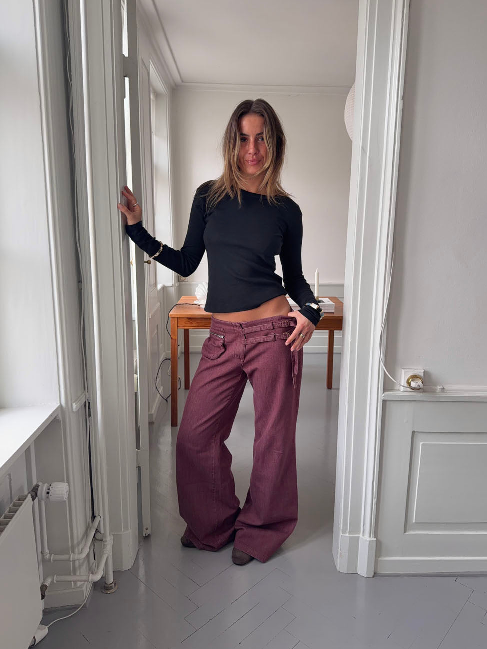 Sussa bukser med detaljer - Bordeaux