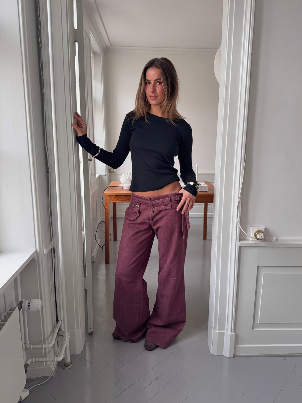 Sussa bukser med detaljer - Bordeaux