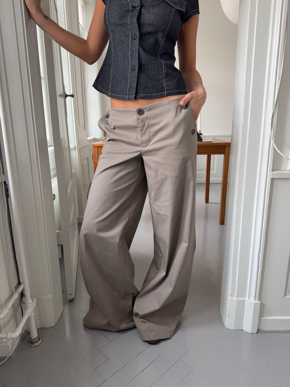 Maxim bukser med knapper - Taupe