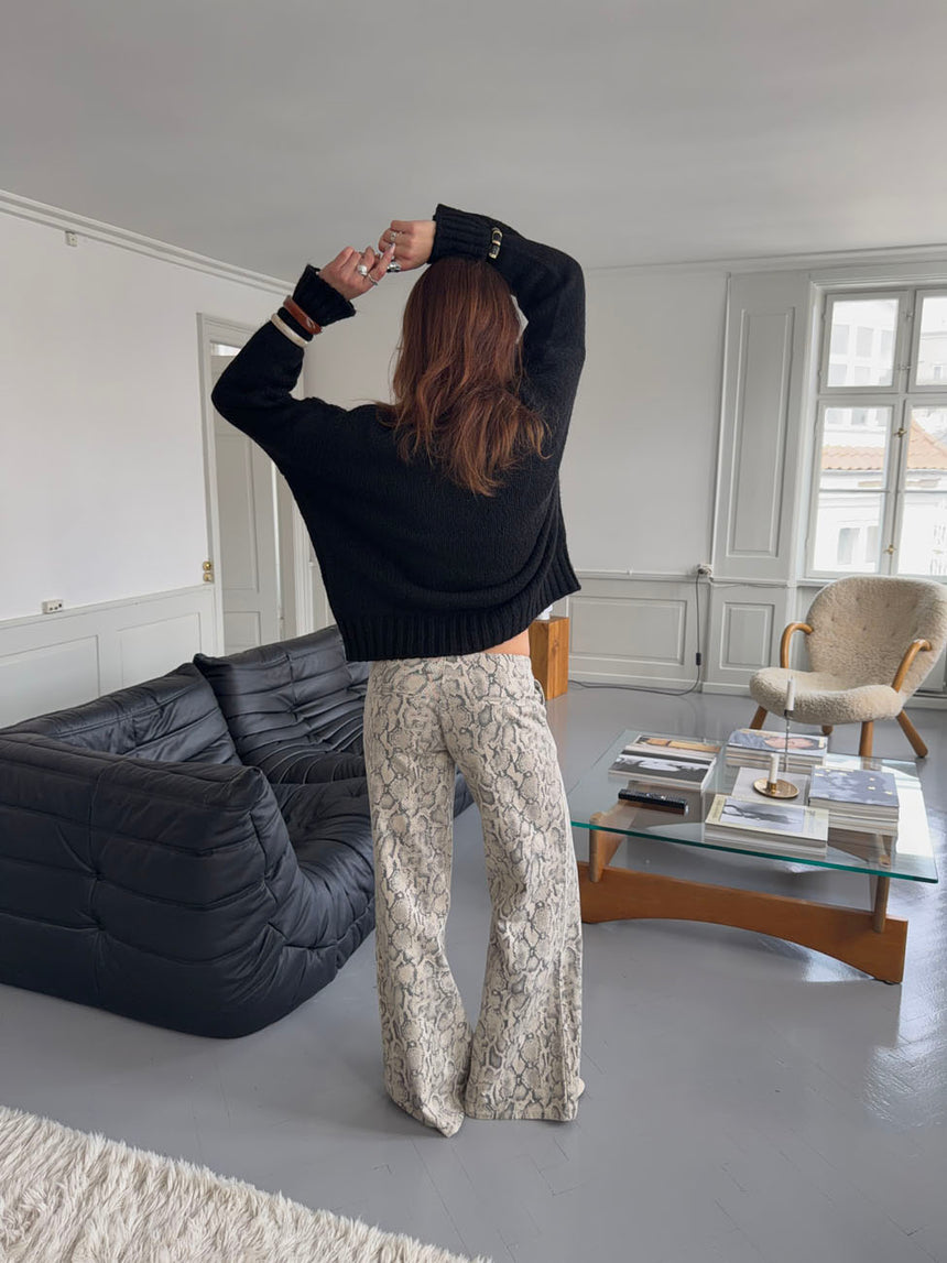 Berline bukser med slangeskindsprint - Beige/grå